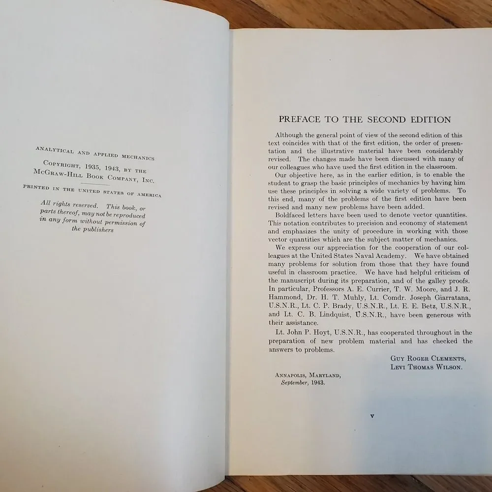 Analytical & Applied mechanics us naval‎ academy hardcover vintage 1943